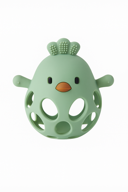 Luvli Silicone Baby Rammelaar & Bijtspeeltje – Groen Kuikentje