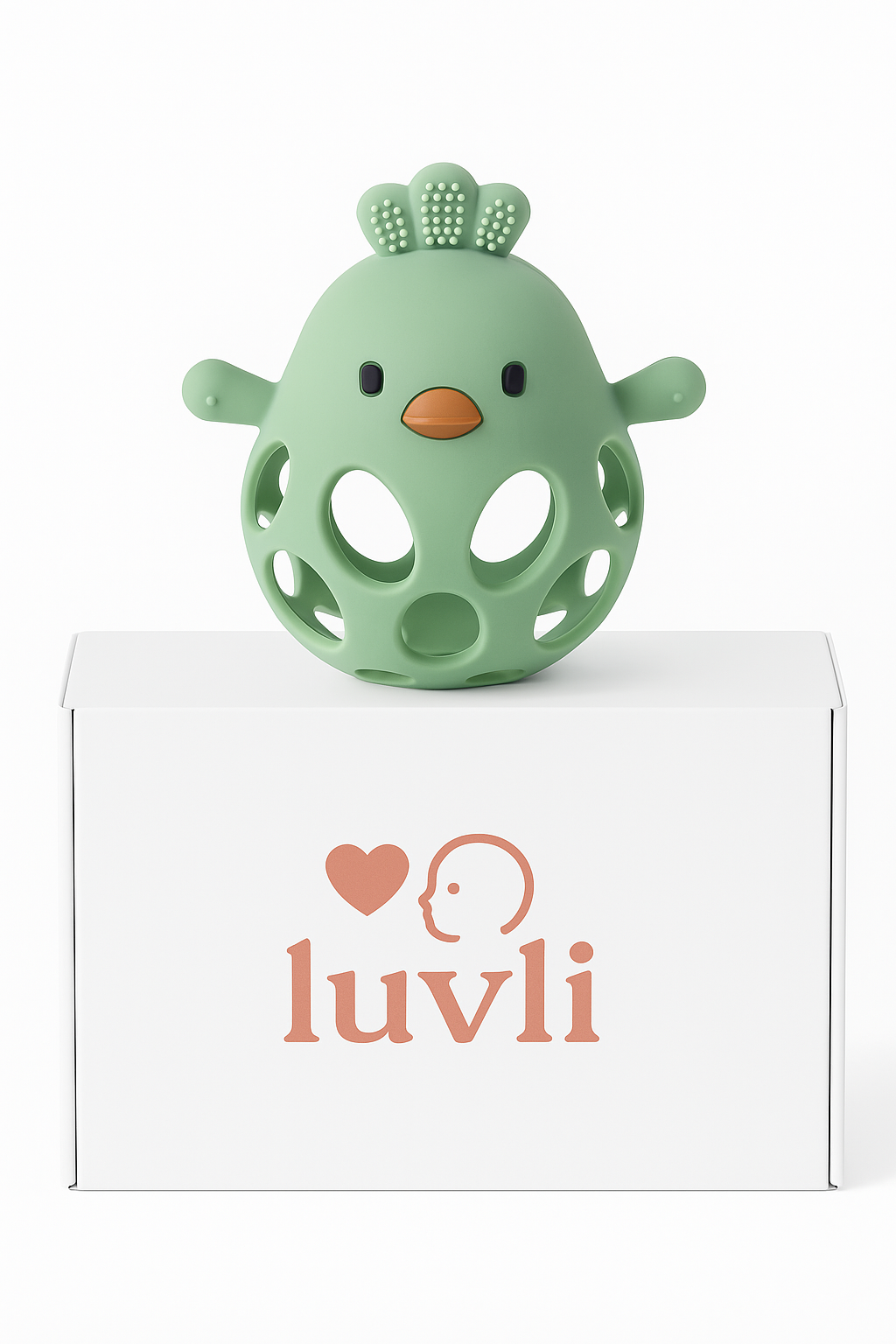 Luvli Silicone Baby Rammelaar & Bijtspeeltje – Groen Kuikentje